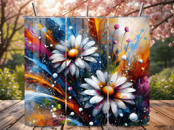 Abstract Daisy Art: Tumbler Wraps & Blog Graphics