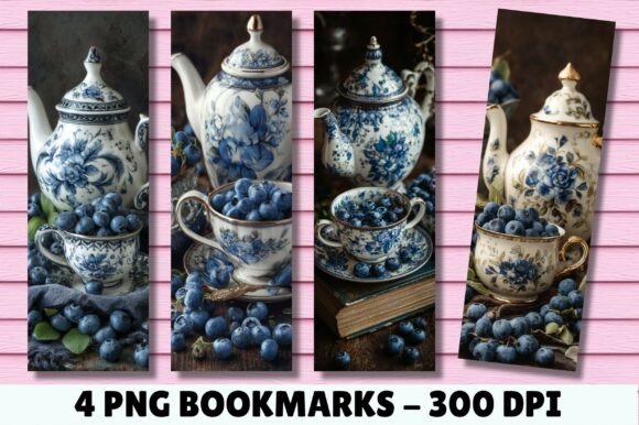 Aesthetic Blue Teapot Blueberry Bookmark Review