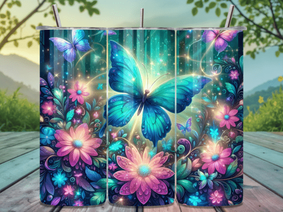 Blue Galaxy Butterfly Flower Tumbler Wraps Review