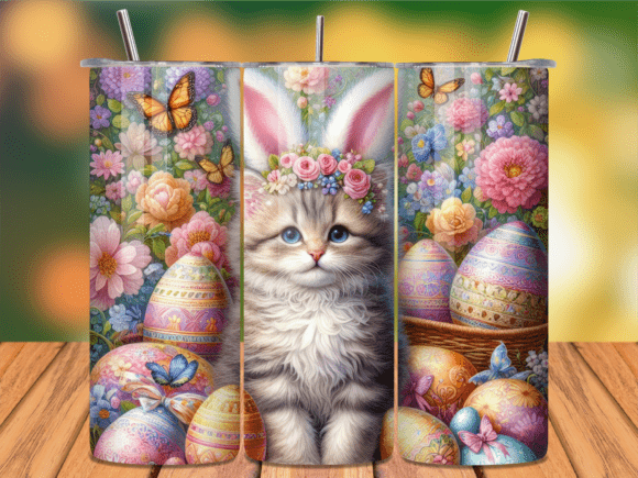 Fluffy Cat Bunny Ears Easter Tumbler Png Review