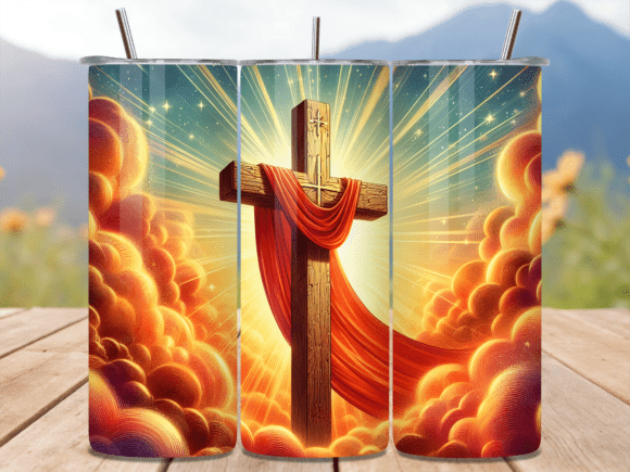 Heavenly Cross Sunset Cloud Tumbler Wraps Review