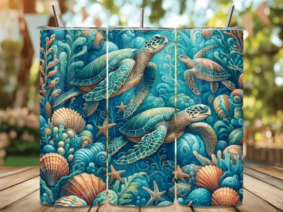 Ocean Sea Turtle Coral Tumbler Wraps Review