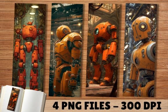Orange Mech Warrior Bookmark: Bold Crafts
