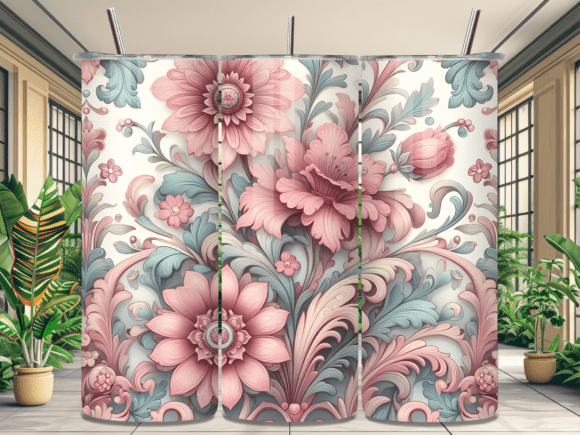Pink Floral Boho Tumbler Wrap PNG Review