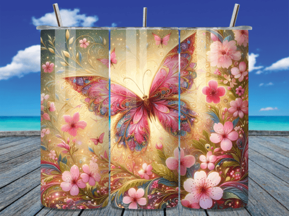 Pink Floral Butterfly Boho Tumbler Wrap Review