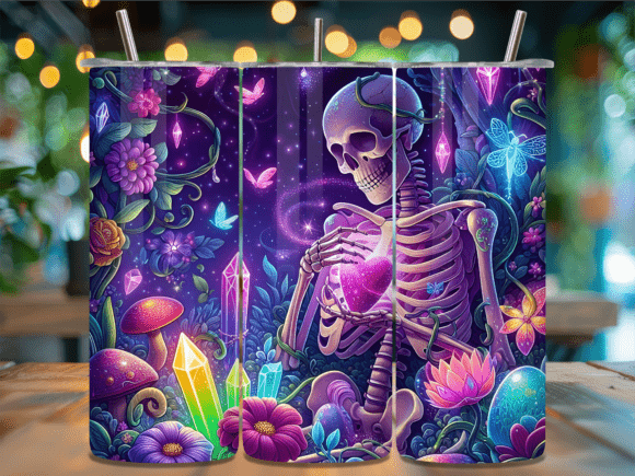 Purple Magic Skeleton Valentine Tumbler Wraps