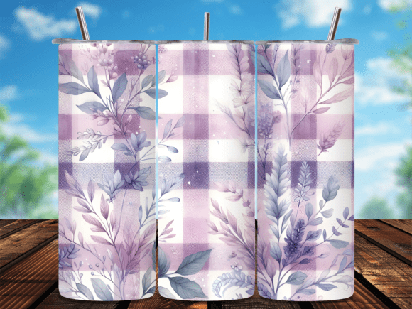 Purple Plaid Lavender Tumbler Wrap PNG Review