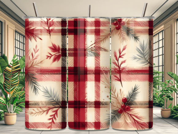 Red Plaid Winter Berry Pine Tumbler Wrap Review