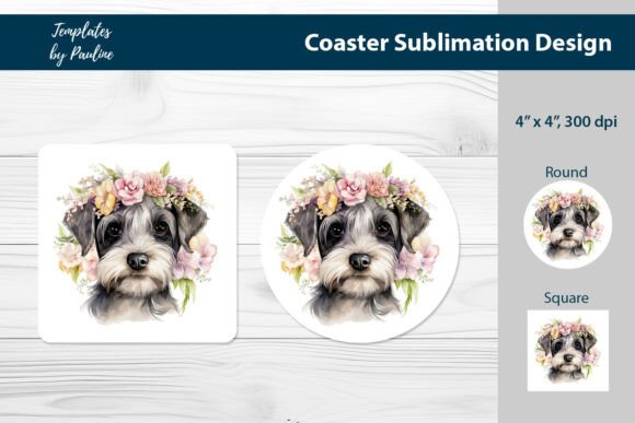 Schnauzer Square Coaster Sublimation Print Templates Review