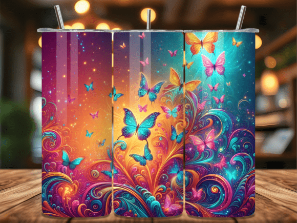 Sunset Swirl Butterfly Tumbler Wrap PNG Review